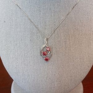 14K SOLID STAMPED (Not Filled) WG Pink Tourmaline & Diamond Pendant, 1.265ct